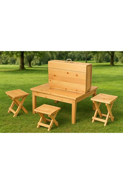 shop katlanır ahşap masa ve tabure piknik kamp karavan