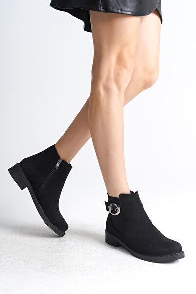 Joy Ayakkabı LUNA Γυναικείες μπότες με ελαστική ορθοπεδική σόλα με φερμουάρ και τακούνι SST - Μαύρο