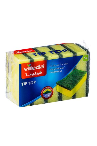 Liveda 5-Piece Tip Top Long-Lasting Rectangular Sponge Scourer Yellow and Green