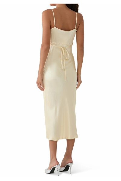 Nobody’s Child Trixie Midi Elbise, Cowl Yaka, Sarı, Kadın Zarif Günlük ve Davet Şıklığı