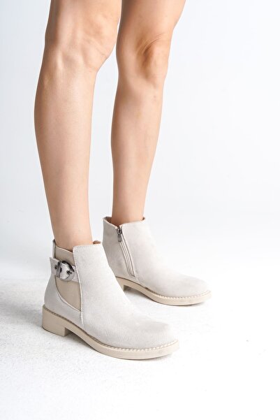 BİLGİMOLA Luna zippered elastic orthopedic sole heeled suede women's boot skt...