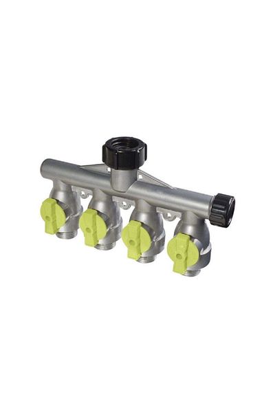 ACE Heavy Duty Metal 4-Way Hose Connector Shut-Off Valve Assorted Color