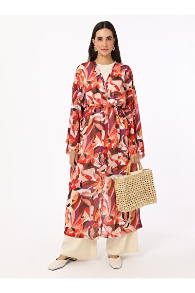 Mayo Bella Flower Pattern Kimono - Pink White - Swimsuit Bella