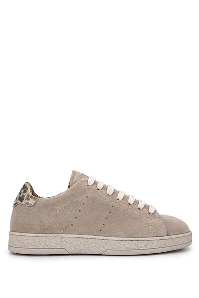 Tamer Tanca Women's Genuine Leather Beige Suede/Leopard Sneakers & Sports Shoes