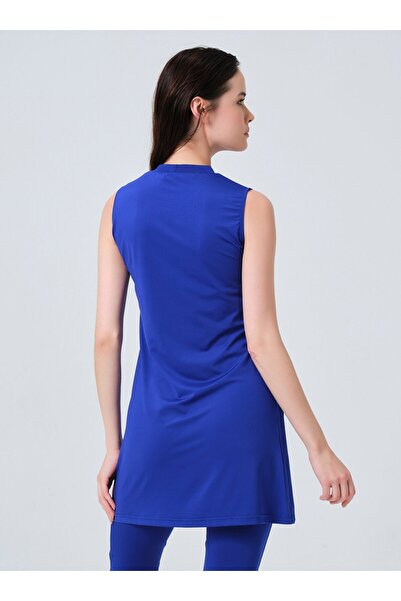 ALFASA Zero Sleeve Semi-Covered Swimsuit with Gather Detail on the Front - Saks Blue - Alfasa