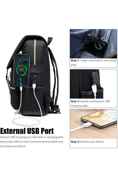 fulina School College Backpack,with USB Charging Port,Lots of Compartments,Adjustable Shoulder Straps