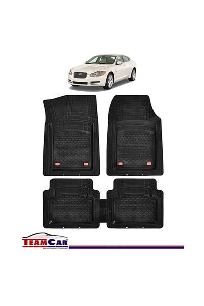 TEAMCAR ® Car Mats Tray Type Compatible with Jaguar XF I (2007–2015) Black Durable Material