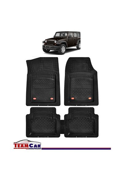 TEAMCAR Covorașe auto tip tavă compatibile cu Jeep Wrangler JL (2018), negre, material durabil