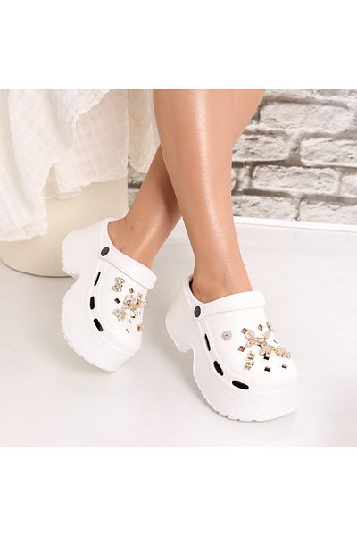 MODA STİL Women's White Foam Platform Slippers Adova, 40-41