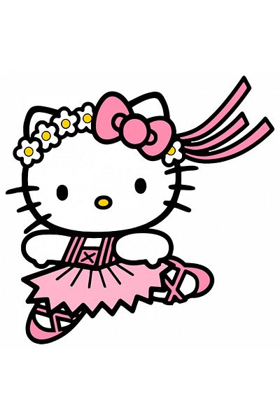INOVATIX Set de 8 piese, autocolant balerină Hello Kitty, INOVATIX®. 6 cm