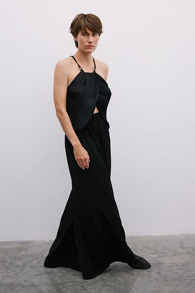 Rue Studio Elastic Wide Leg Comfortable Black Trousers