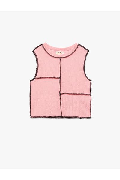 Koton Viscose Blended Crew Neck Tank Top with Stitching Detail