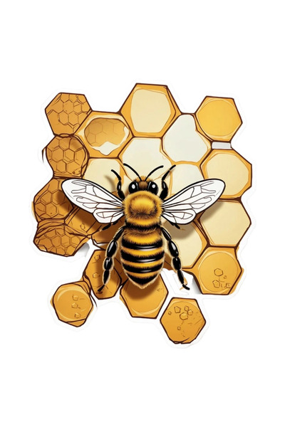 INOVATIX Set de 8 bucăți, autocolant albină fagure de miere, INOVATIX®. 6 cm