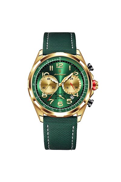 delis Men's watch Poedagar CS1857, natural leather, green, green dial