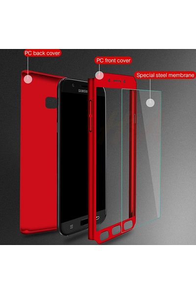 OEM Husă de protecție integrală 360° pentru Samsung Galaxy A5 (2017) / A520, roșie
