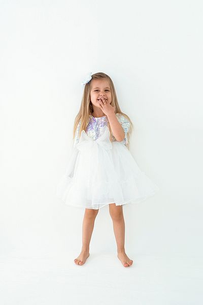 DUCA KIDS White Dreams Dress with Glitter Bow