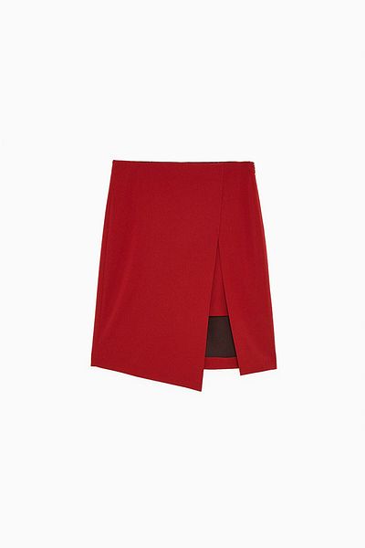Patrizia Pepe ASYMMETRIC MIDI SKIRT - PATRIZIA PEPE - RED, 42