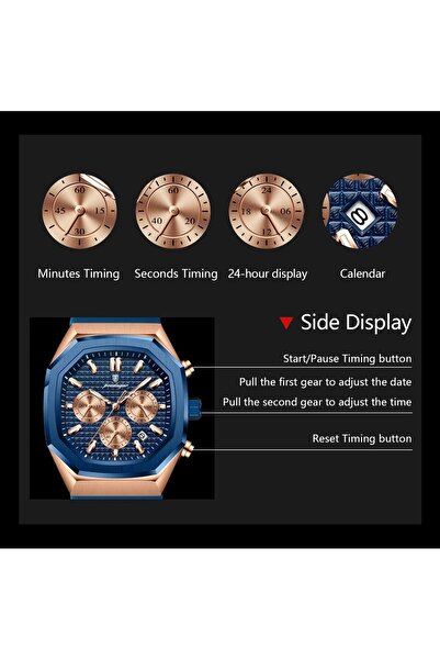 delis Ανδρικό ρολόι Poedagar CS1888, σιλικόνη, μαύρο, μαύρο καντράν