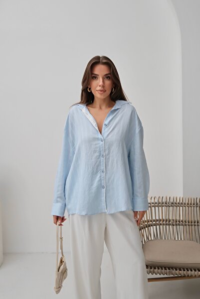 Paw Garage Γυναικείο καλοκαιρινό πουκάμισο με δαντέλα Monroe, υφαντό πουκάμισο από ύφασμα Modal Oversize