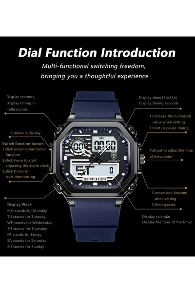 delis Ανδρικό ψηφιακό ρολόι Poedagar CS1763, σιλικόνη, κόκκινο, μαύρο καντράν