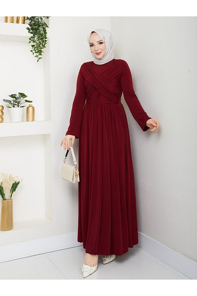 Wual giyim Sandy Cross Draped Skirt Gathered Dress