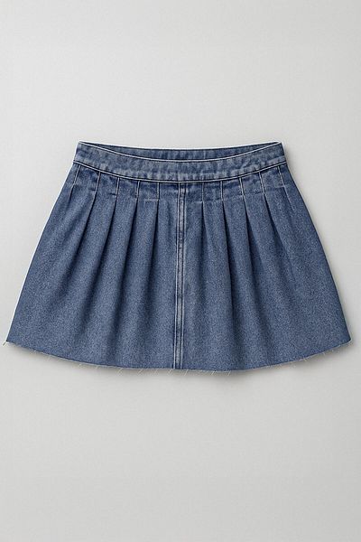 Bluewhite Women's Stylish Pleated Summer Mini Jean Skirt