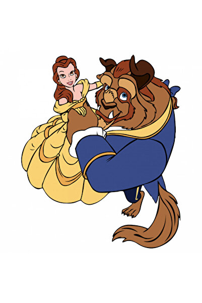 INOVATIX Set de 8 piese, autocolant Frumoasa și Bestia dansând, INOVATIX®. 6 cm