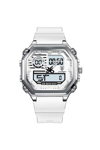 delis Men's digital watch Poedagar CS1766, silicone, blue, white dial