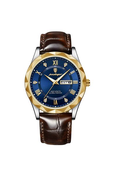 delis Men's watch Poedagar CS1772, natural leather, brown, blue dial