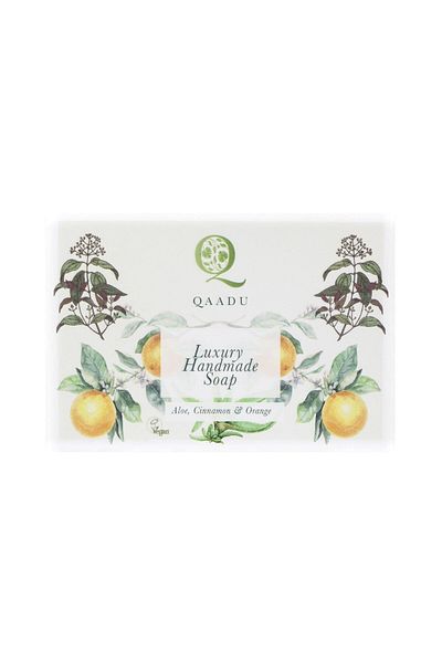 Qaadu Luxury Handmade Soap With Natural Ingredients Aloe Vera Cinnamon & Orange 125 g