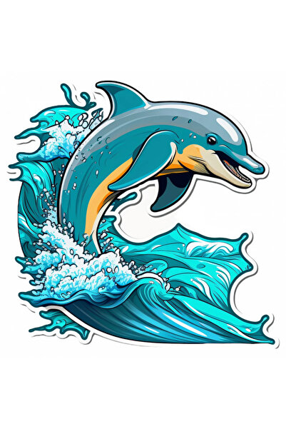 INOVATIX Set de 8 piese, autocolant Delfin pe val, INOVATIX®. 6 cm