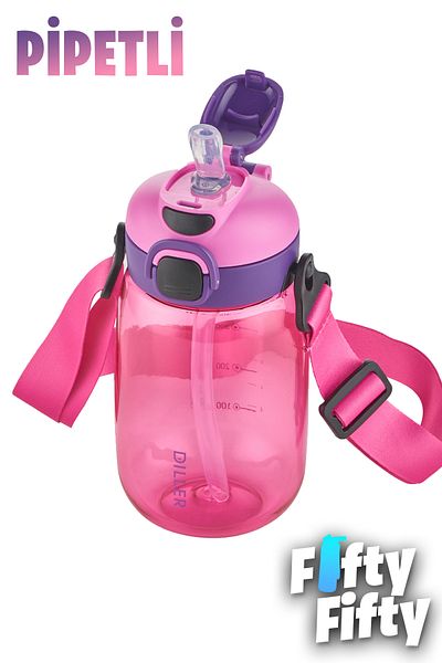 DILLER 550 ml Single Lid Double Use Tritan Water Bottle With/Without Straw Strap-Ffdillerd70-550