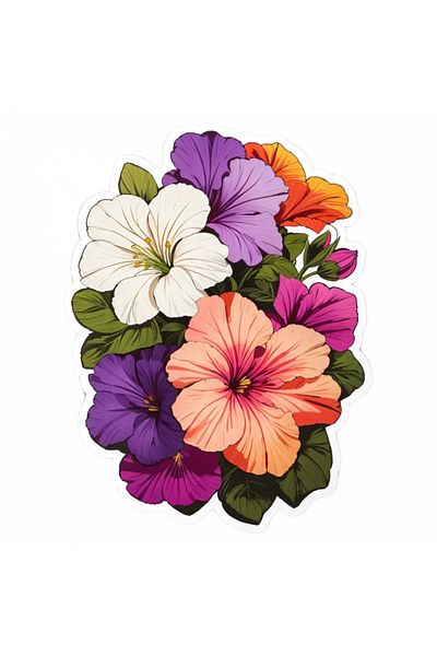 INOVATIX Set de 8 bucăți, autocolant flori de petunie, INOVATIX®. 6 cm