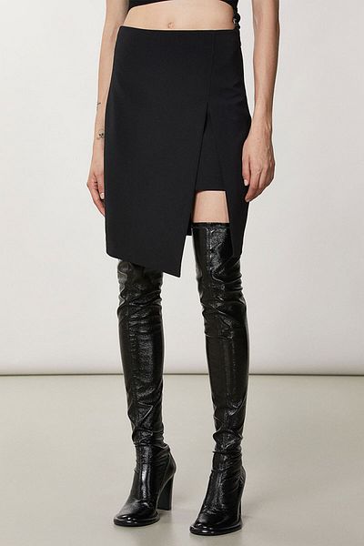 Patrizia Pepe ASYMMETRIC MIDI SKIRT - PATRIZIA PEPE - RED, 42