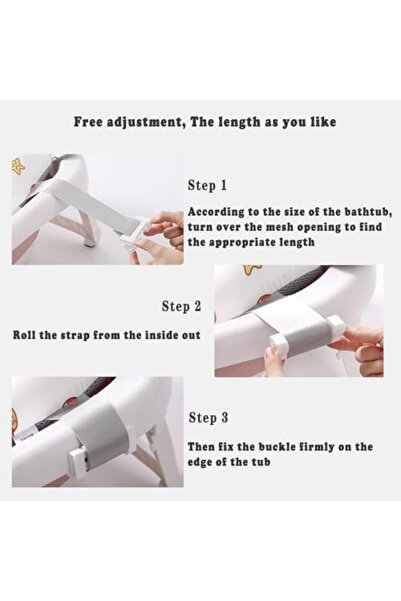 Yelajoy Baby Bath Mat,Breathable Soft,Adjustable Non-Slip,3-Way Adjustable Buckle,28x43cm,for 0 to 12 Months