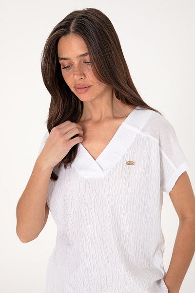 U.S. Polo Assn. Tricou alb cu decolteu în V pentru femei 50307304-vr013