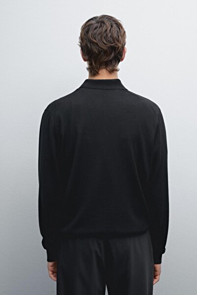 Massimo Dutti %100 merinos yün triko polo yaka kazak