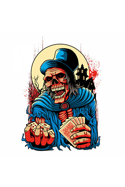 INOVATIX Set de 8 piese, autocolant cu schelete care țin cărți de joc, INOVATIX®. 6 cm