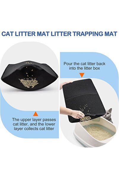 COOYA Cat Litter Mat,with Honeycomb Double-Layer Design, Waterproof,for Litter BPA Free,Black