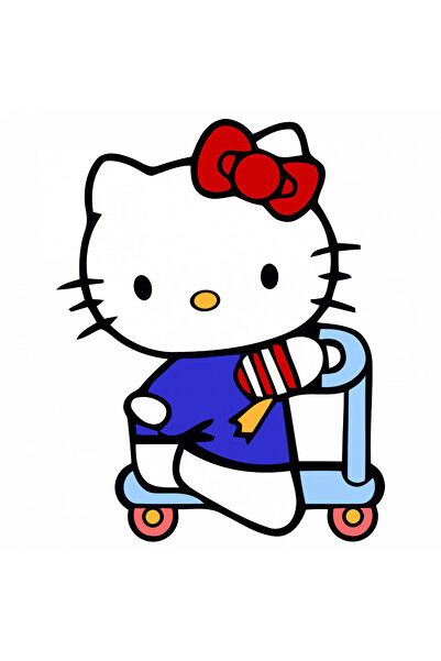 INOVATIX Set de 8 piese, autocolant Hello Kitty pe trotinetă, INOVATIX®. 6 cm