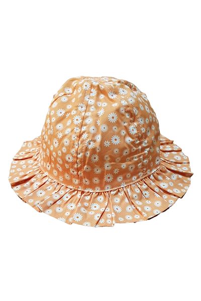 Kitti Baby Girl 1-3 Years Daisy Patterned Summer Cotton Fedora Hat 48-50
