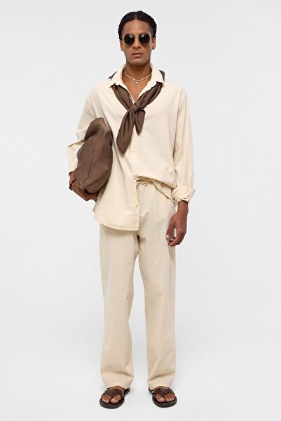 VAMOSCLO بدلة كتان أساسية كبيرة الحجم طبيعية