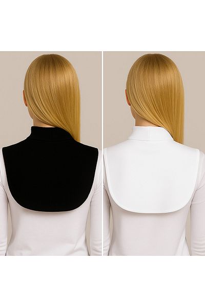 ParlaMira 2-Piece Viscose Neck Collar Black and White Half Fisherman