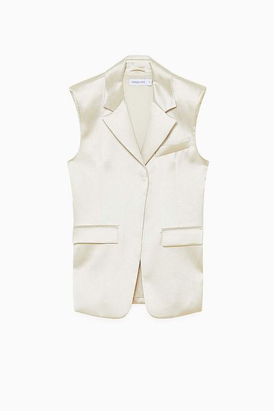 Patrizia Pepe Long Satin Vest - - 42, Cream