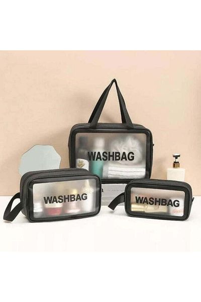 zola Set 3 genti pentru cosmetice, impermeabile, 30 x 21 x 10 cm/ 25 x 15 x 8 cm/ 20 x 12 x 7 cm, negru