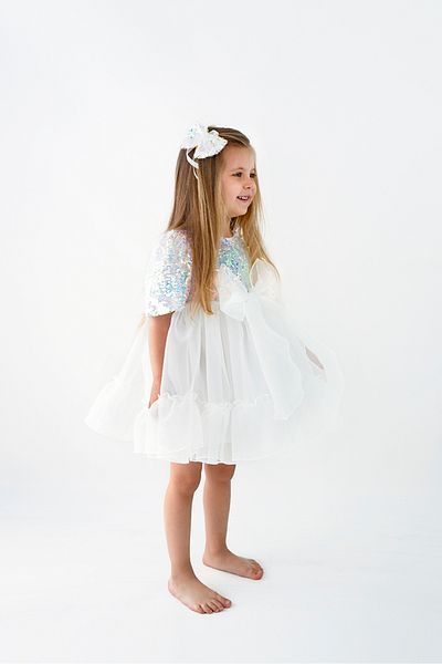 DUCA KIDS White Dreams Dress with Glitter Bow