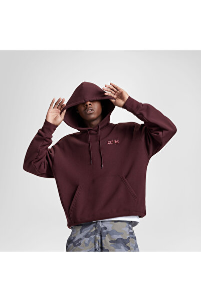 Converse Classic Erkek Loose Fit Bordo Hoodie