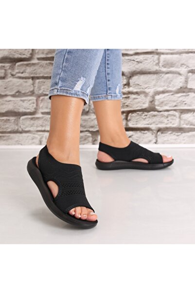 Botinelli Sandale de damă negre, fără toc, din material textil Alesta, 39