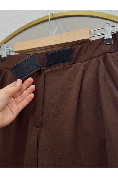 Mihra Παντελόνι Soredra Snap Fastener Palazzo-MT1548 Καφέ