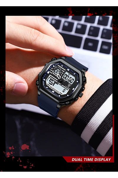 delis Men's digital watch Poedagar CS1763, silicone, red, black dial